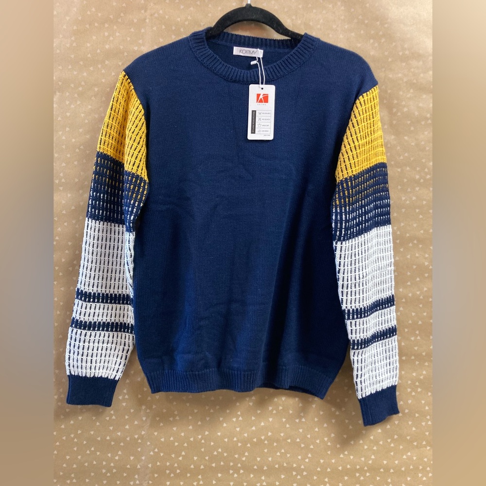 koitmy Women's Cute Contrast Sleeve Knitted Pullover Sweater